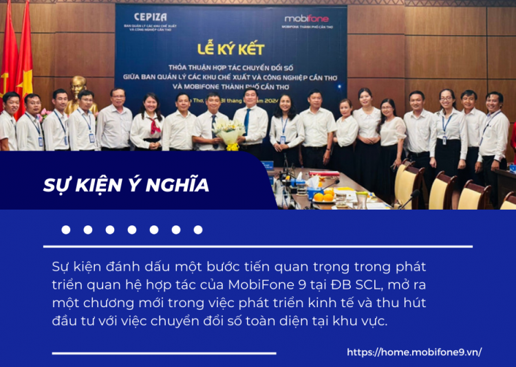 Lễ ký kết Thỏa thuận hợp tác Chuyển đổi số giữa Ban quản lý Khu Chế xuất và Công nghiệp cùng MobiFone TP Cần Thơ